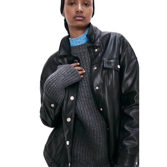 oversized leather jacket zara